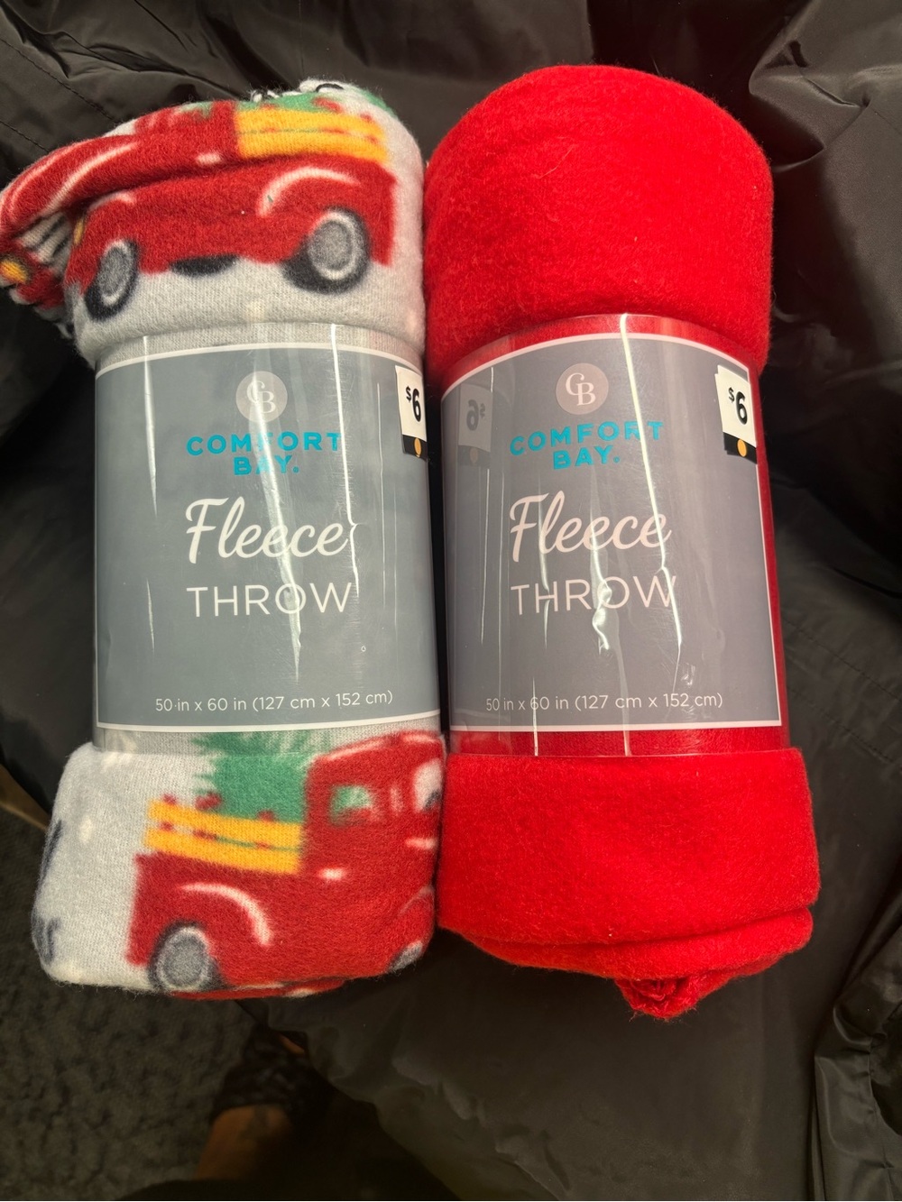 Comfort Bay Red Fleece Throw Blanket & Festive Truck Print Throw - Red